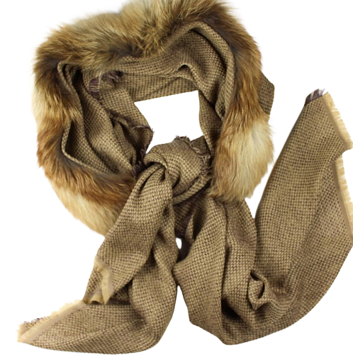 A beautiful and easy-to-fall scarf with fox fur