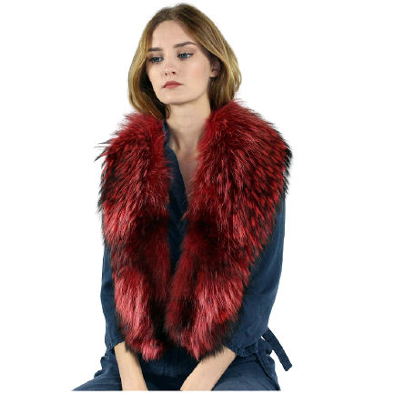 Bright red colour real fur cape - collar
