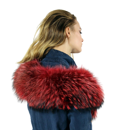 Bright red colour real fur cape - collar