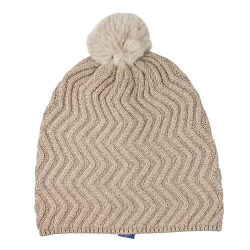 Light brown wool hat with real fur