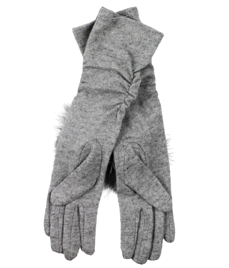 Warm wool gloves with natural fur accents