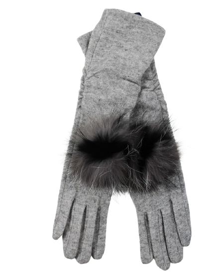 Warm wool gloves with natural fur accents