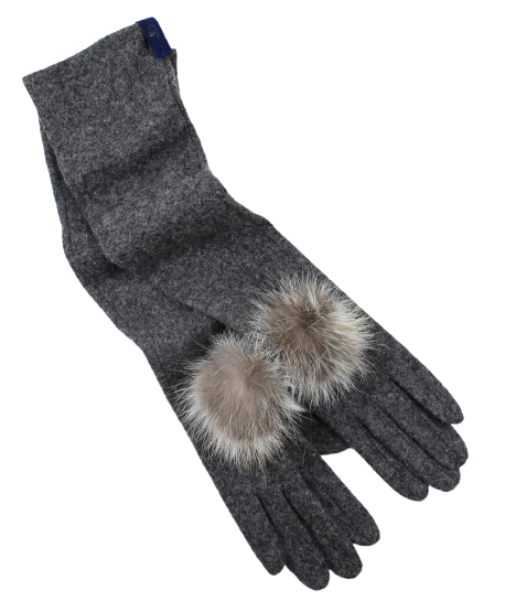 Extra long wool gloves with natural fur