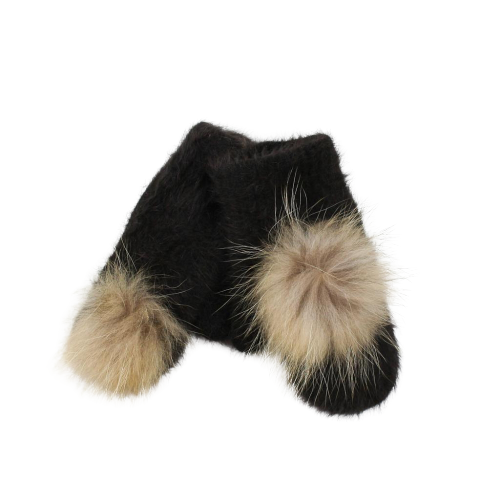 Warm angora gloves with natural fur