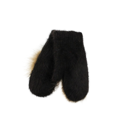 Warm angora gloves with natural fur