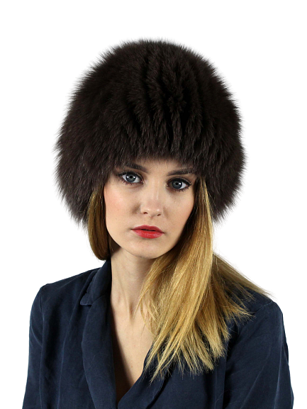 Dark chocolate knitted fox hat