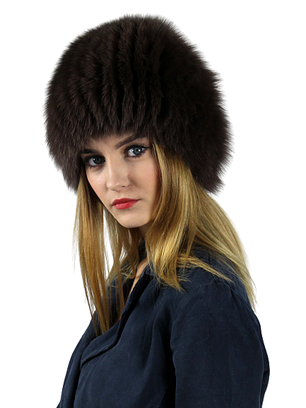 Dark chocolate knitted fox hat