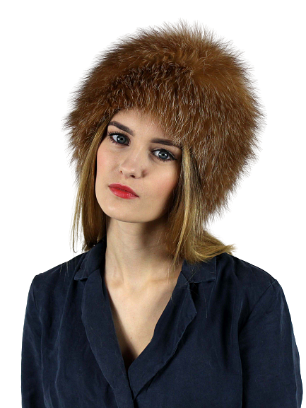 Knitted hat made of a fiery fox