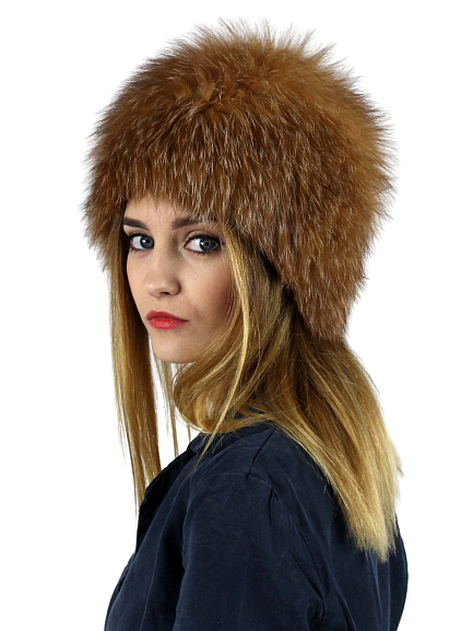 Knitted hat made of a fiery fox