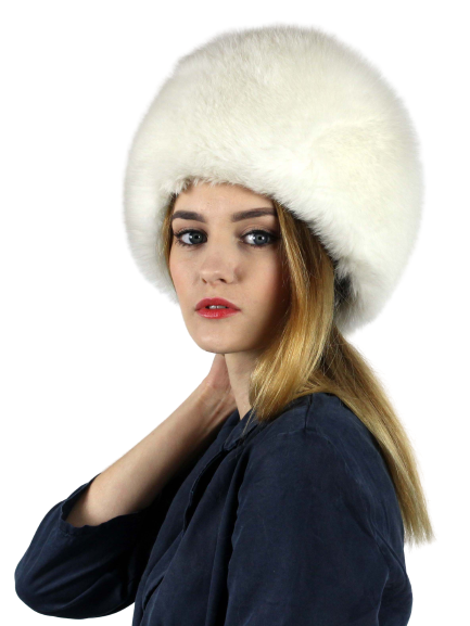 Massive oval fox fur hat
