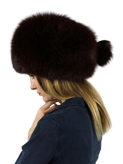Dark burgundy fox hat