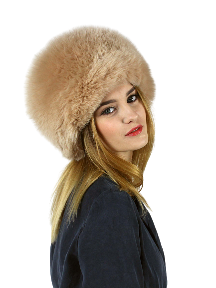 Apvali lapės kailio kepurė