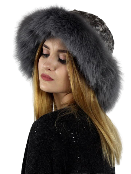 Elegant fox and karakul fur hat