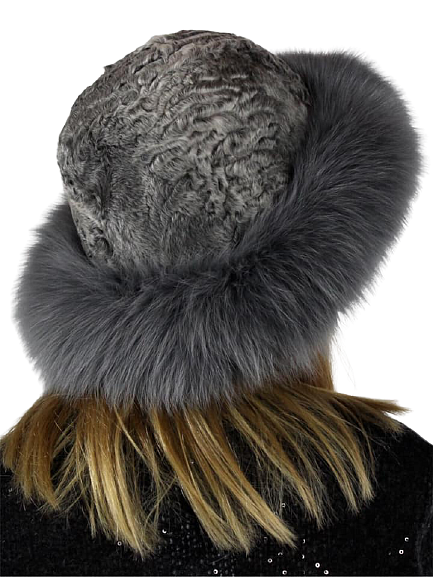 Elegant fox and karakul fur hat