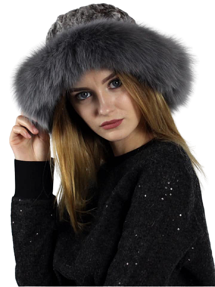 Elegant fox and karakul fur hat