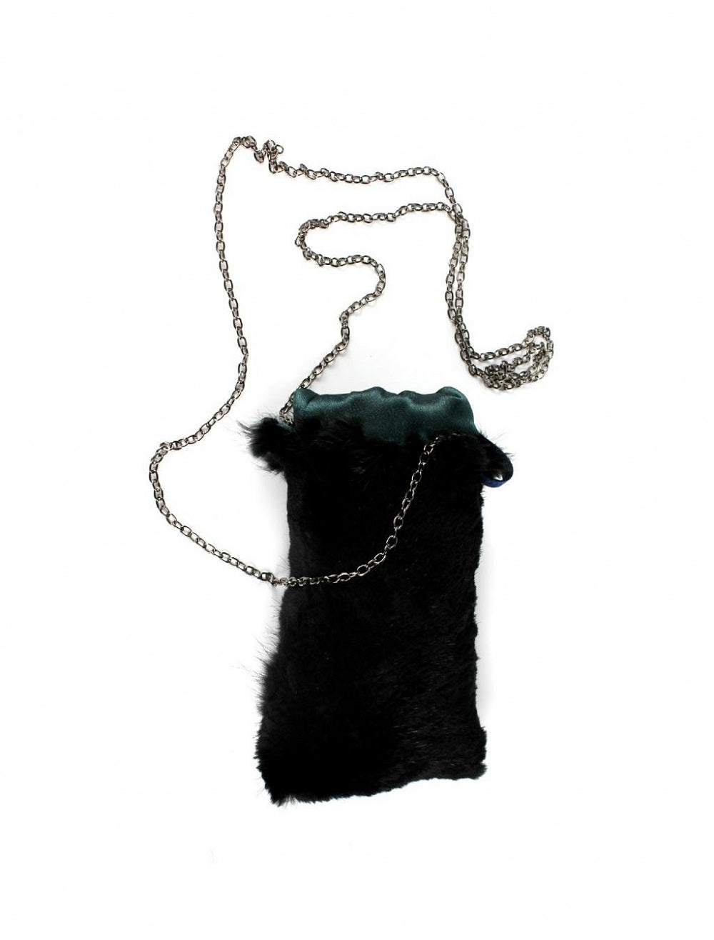 Genuine fur phone case with long chain handle