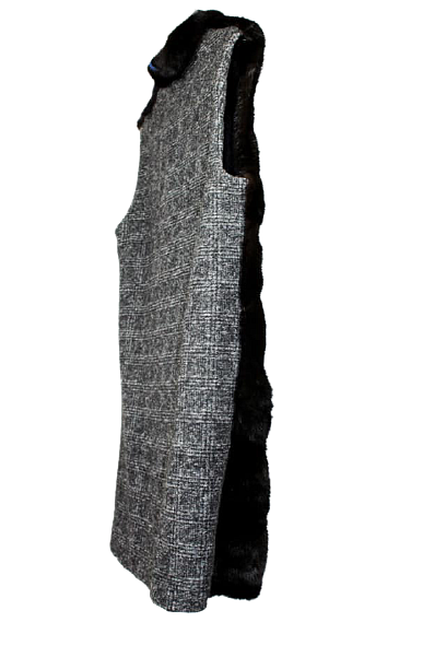 Šilta vilnos ir natūralaus kailio liemenė