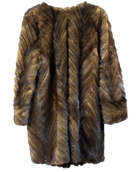 Warm and light natural mink fur coat in half length