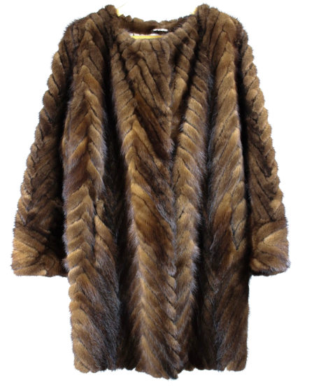 Warm and light natural mink fur coat in half length