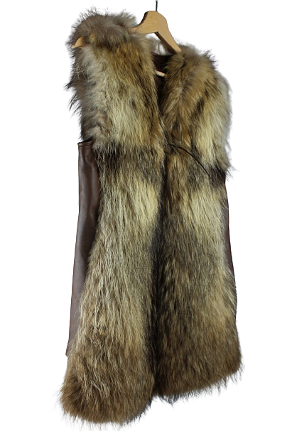 Vintage stiliaus usūrinio šuns liemenė su natūralios odos intarpais šonuose