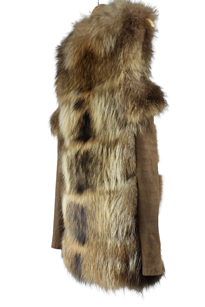 Stilinga vintage stiliaus natūralaus kailio liemenė su natūralios odos intarpais