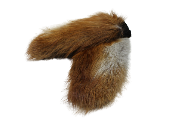 Turned leather black mittens with fox fur