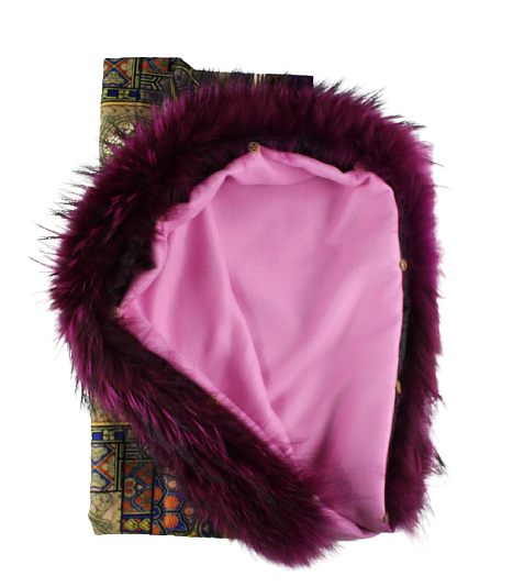 Two-sided cashmere scarf with clip-on natural fur