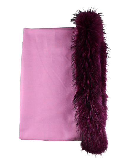 Two-sided cashmere scarf with clip-on natural fur