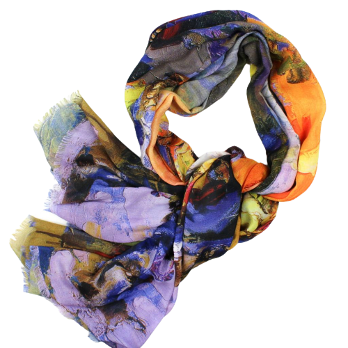A viscose shawl based on the motifs of V. Van Gogh's painting
