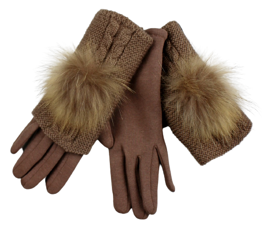 Very warm women's fingerless gloves with natural fur