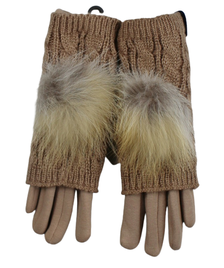 Women's gloves with natural fur in a classic style