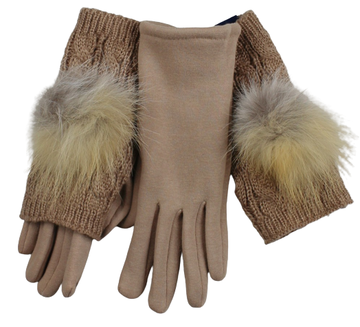 Women's gloves with natural fur in a classic style