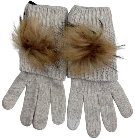 Beautiful warm wool gloves with natural fur