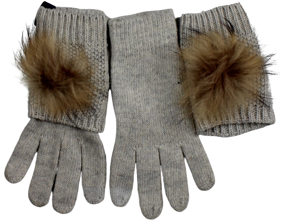Beautiful warm wool gloves with natural fur