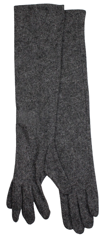 Extra long grey elegant wool gloves