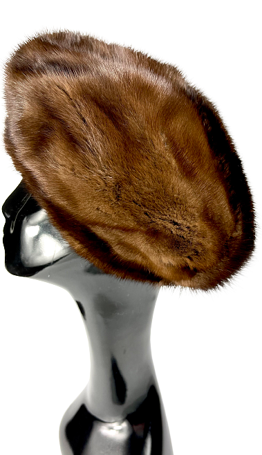 Brown real fur women's beret