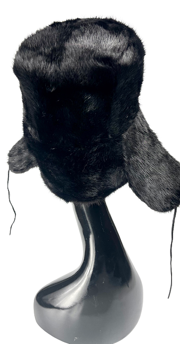 Dyed black mink fur men's hat Unisex winter hat