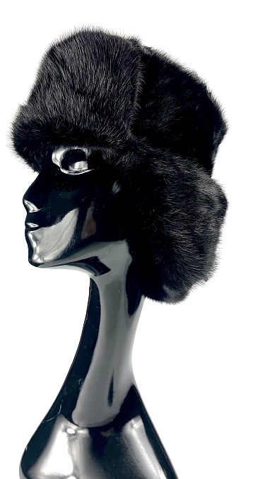 Dyed black mink fur men's hat Unisex winter hat