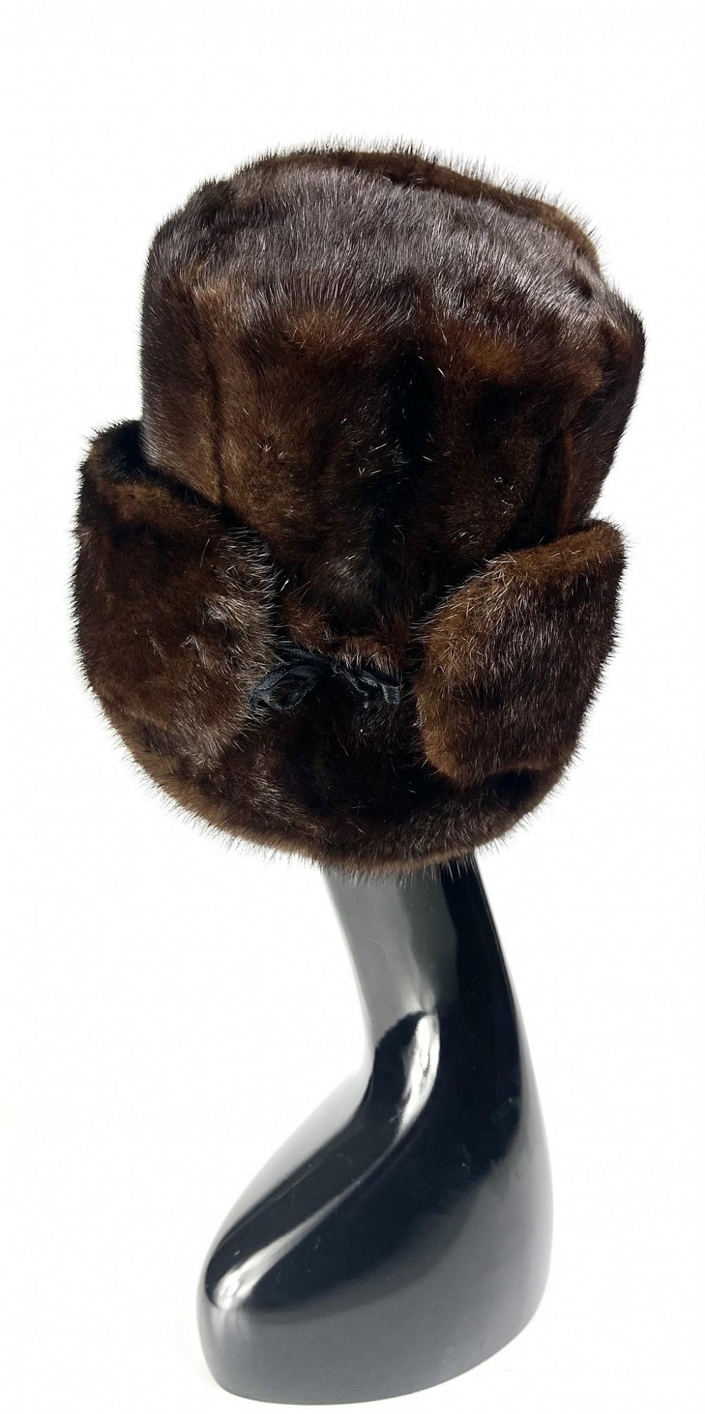 Brown mink fur hat "Ushanka" style men's winter hat