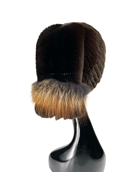 Very soft and warm chocolate-colored hat for winter