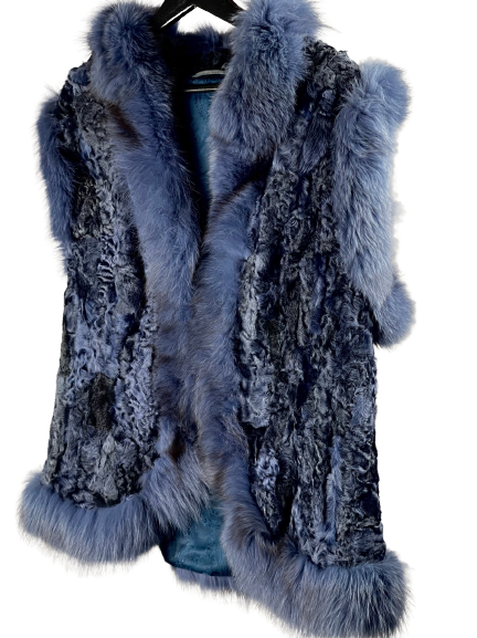 Classic style blue women's waistcoat