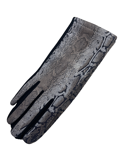 Snakeskin patterned fingerless gloves for women