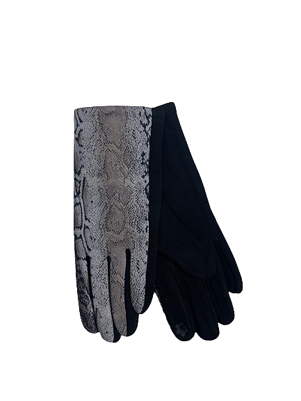 Snakeskin patterned fingerless gloves for women