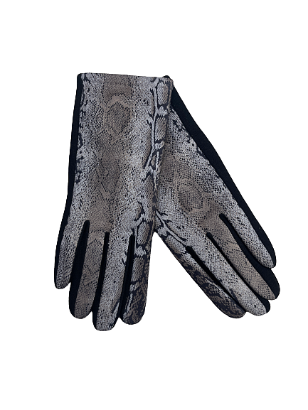 Snakeskin patterned fingerless gloves for women