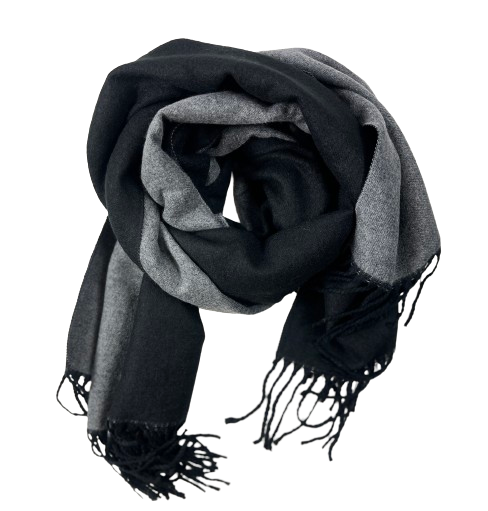 Double sided black and gray unisex soft cashmere scarf
