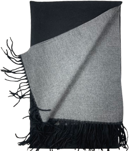Double sided black and gray unisex soft cashmere scarf