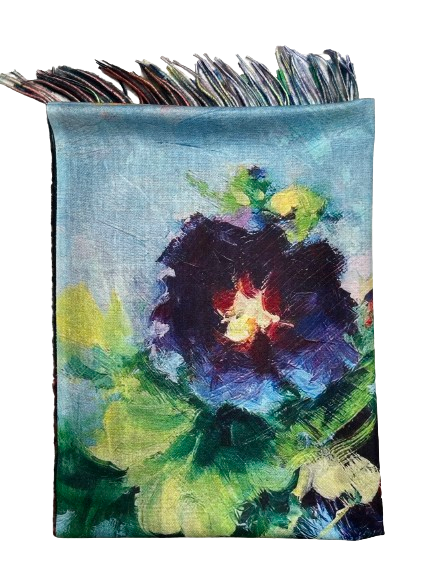 A two-sided cashmere shawl based on the motifs of V. van Gogh's painting "Woman in Flowers"