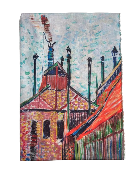 A two-sided cashmere shawl based on the motifs of V. van Gogh's painting "Flowers in the city"