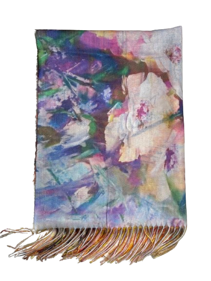 A two-sided cashmere shawl based on the motifs of V. van Gogh's painting "Flowers in the city"