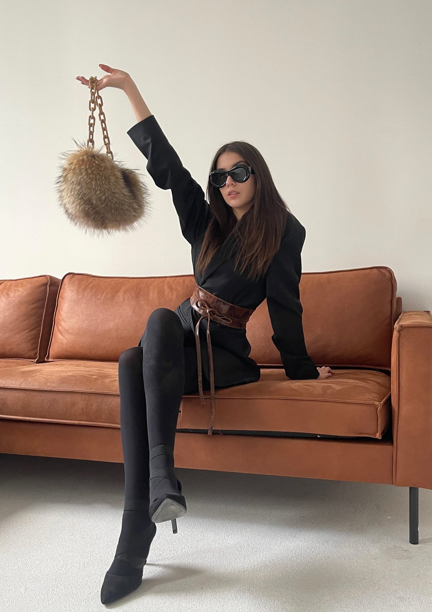 Stylish natural fur handbag for women